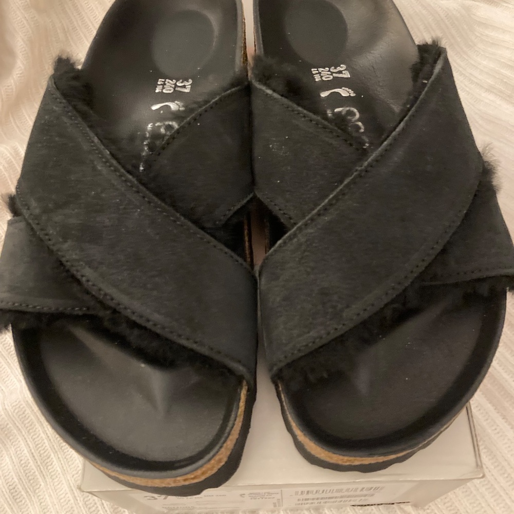 Birkenstock Papilio Daytona black shearling sz 37 - Picture 2 of 3